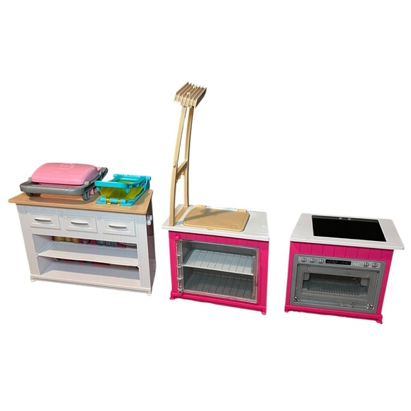 Barbie Light Up Sounds Oven Stove Grill Ultimate Kitchen Pink Lot furniture - Picture 1 of 8